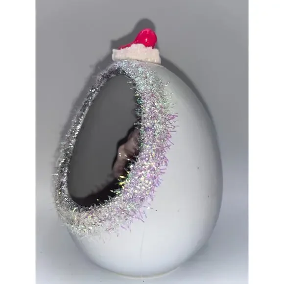 Vintage Ceramic Diorama Egg Pink Rhinestone Bunny Deb O. Original Designs OOAK - Picture 8 of 16
